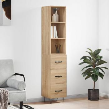 Aparador de madera contrachapada roble Sonoma 34,5x34x180 cm marrón vidaXL