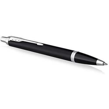 PARKER IM Bolígrafo | negro mate con detalles cromados | punta mediana con tinta azule | caja para regalo