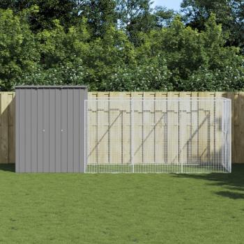 Caseta para perros de acero galvanizado gris claro 165x455x181 cm