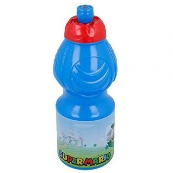 Super Mario | Botella De Agua Infantil Con Cierre Antifugas | Cantimplora Reutilizable Para Niños Con Tapón Anti Goteo - Libre De Bpa - 400 Ml
