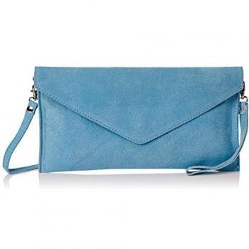Girly Handbags Mujer Cuero de Gamuza Envelope Clutch Pulsera Piel Auténtica Rígido Bolso bandolera Celeste