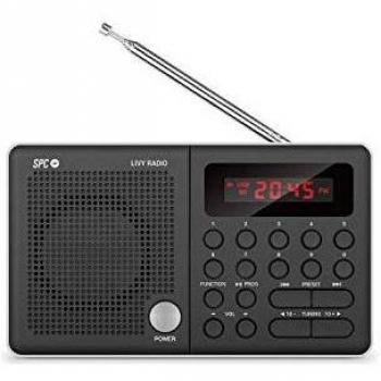 SPC Livy Radio FM Digital compacta con Lector de Tarjeta Micro SD y Puerto USB, Negra