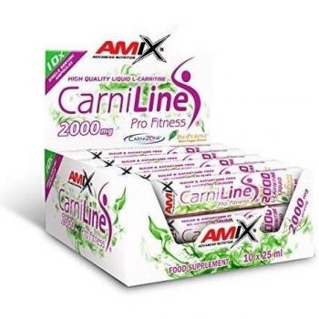 AMIX - Suplemento Alimenticio Carniline Pro Fitness 2000 - 10 x 25 ml - Ayuda a Metabolizar la Grasa - Favorece el Aumento de Energía - Contiene Extracto de Pimienta Negra - Sabor Piña