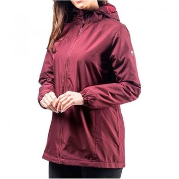 Chubasquero Alphadventure Sella Mujer Granate con Interior Polar, Resistente al Viento, Repelente al Agua, Capucha Desmontable Ajustable, Cierre Cremallera, Puños