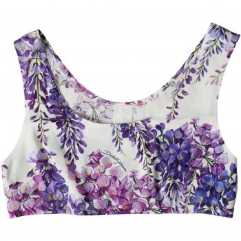Dolce & Gabbana Elegant Floral Cropped Top - IT40|S, Sleeveless, Female, Multicolor, Size: XS