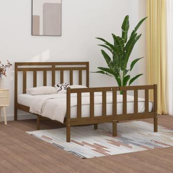 Estructura de cama de madera maciza de pino marrón miel 150x200 cm