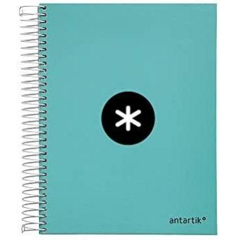 Cuaderno espiral liderpapel A5 micro antartik tapa forrada 120h 100gr cuadro 5mm 5 bandas 6 taladros color menta.