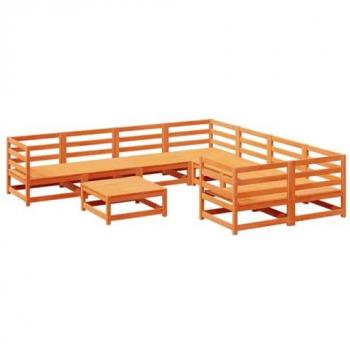 vidaXL 9 Piece Garden Sofa Set Wax Brown Solid Wood Pine
