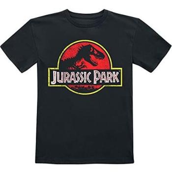 Jurassic Park Distressed Logo Unisex Camiseta Negro 122/128, 100% algodón,