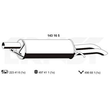 Silenciador trasero ERNST 143165 para Volkswagen Passat B5 GP Break y Berline