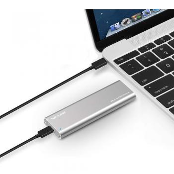 WAVLINK USB C M.2 NGFF - Carcasa para Disco Duro SATA a USB C SSD Caddy – Tipo C Gen 2 SuperSpeed hasta 10 Gbps con diseño de Aluminio, Incluye Cables USB C y USB 3.0 – [Compatible con Thunderbolt 3]
