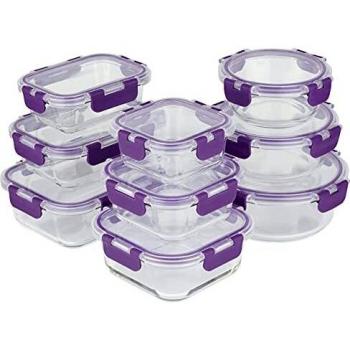 Home Planet Recipientes de Cristal Para Alimentos | Tapers de Cristal | Recipiente Cristal | 18 Piezas | Tapas Mejoradas | SIN envases de plástico | Sin BPA | Recipientes Hermeticos Alimentos