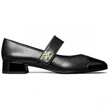 Tory Burch Women's Black Leather Cap-Toe Mary Jane Espadrilles - Size 6 US (36.5 EU)