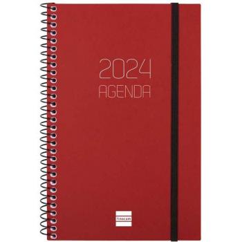 Agenda Finocam Espiral Opaque E5 117x181mm Semana Vista Horizontal 2024 Color Burdeos