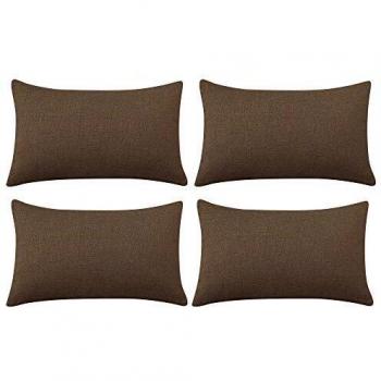 Deconovo Funda para cojin de Lino Prodector del Mueble 4 Piezas 30x50cm Lino Oscuro