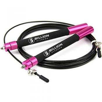 5BILLION Cuerda para Saltar de Velocidad-Aluminio-Ajustable con Rodamiento de Bolas-Entrenamiento para el Entrenamiento Doble, Entrenamiento Cruzado, Ejercicio, WOD, MMA y Boxing