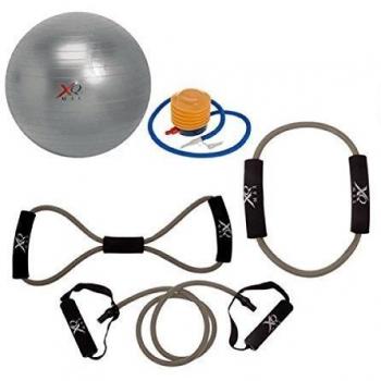 Conjunto de Entrenamiento Físico Completo - 7 Elementos Incluyendo Pelota de Pilates, Pesa Esférica, Tensores y Bolsa Negra