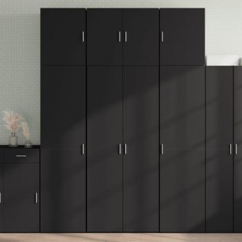 Armario alto de madera multicapa negro 80x42,5x249 cm