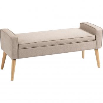 HOMCOM Banco de Almacenamiento Beige con Tapa Abatible y Patas de Madera - Ideal para Dormitorio, Salón o Entrada