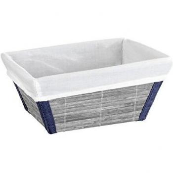 Wenko Cesta para el Baño, Bambú, Gris, 15x19.5x9 cm