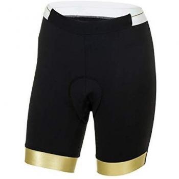 rh+ Preppy W Short, Apparel Bike Bibshort Mujer, Mujer, ECD0553 90GL, Black-White-Gold, L