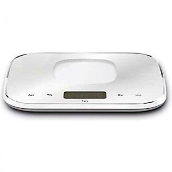 Báscula digital para cocina Companion XF38E1 - Balanza cocina conectada con Bluetooth, Báscula de cocina digital hasta 10 kg con opción de gramos, libras y onzas, pantalla grande LCD, fácil almacenar