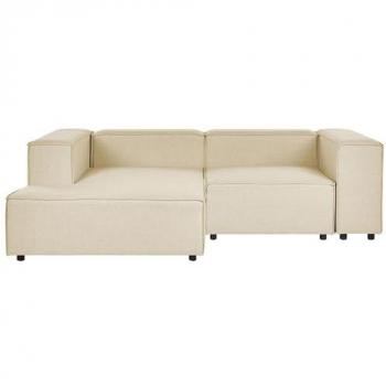 Sofá Esquinero Modular 2 Plazas Beige Lino con Piernas Negras Derecho Aprica