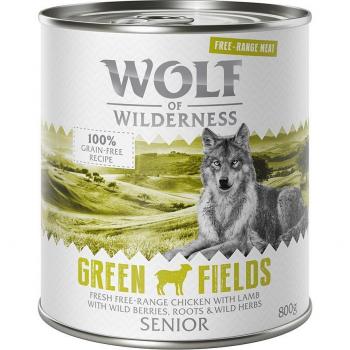 Wolf of Wilderness Free Range Senior 6 x 800 g - Senior Green Fields - Cordero campero y pollo