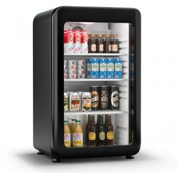Refrigerador de Bebidas Klarstein Audrey Evo | Diseño Retro | Puerta de Cristal | 93 L | Clase Energética C