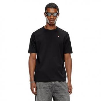 Diesel Men's Black Micro-Embroidered Logo Crew Neck T-Shirt Size M