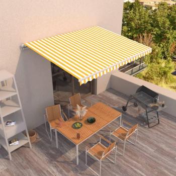 Toldo Retráctil Manual 450x300 cm Amarillo y Blanco