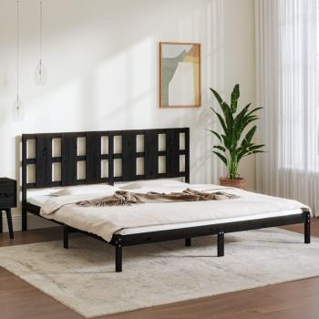 Estructura de cama madera maciza negro Super King 180x200 cm