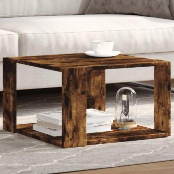 Mesa de centro de madera de ingeniería 51,5x51,5x30 cm en blanco, negro y roble sonoma - vidaXL