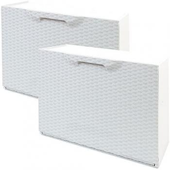 Pack 2 Zapateros WellHome Rattan Polipropileno Blanco 40x51x17 cm