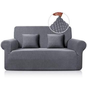 TAOCOCO Funda de Sofá Antideslizante Funda Sofá Jacquard Funda Elástica Protector de Muebles Lavable Antiácaros Antiarrugas（2 Plazas, Gris Claro）