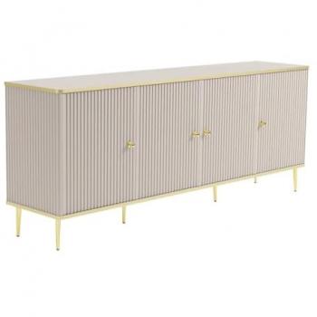 Aparador con 4 puertas de MDF y acero - Beige y dorado - SINEAD de Pascal MORABITO