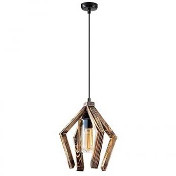 Lámpara de Techo Bled, Estructura de Madera Negra, 28x28x105 cm, Casquillo E27 Max 40 W
