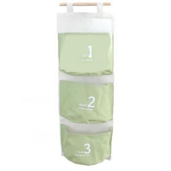 zedtom de 3 bolsillos bolsillos de almacenamiento hängeorganizer algodón bolsa pared funda Utensilo, aprox. 13 x 13 cm/per, Verde