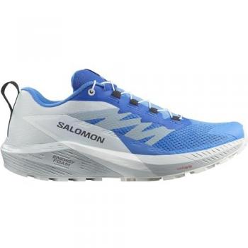 Salomon - Zapatillas de trail running de hombre Sense Ride 5, color Ibiza Blue/Lapis Blue/White, talla 40 EU