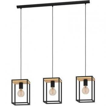 Lámpara Colgante Lineal Eglo Libertad Negro Madera 3xE27