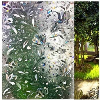 LEMON CLOUD Vinilos para Ventanas 3D Flor Tulip Semi-Privacidad Electrostatica Translucido Vinilo para Cristal Decorativo Estático no Adhesivo para Oficina, Hogar 44.5x400cm