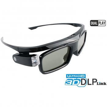 Hi-Shock® Dual Play DLP Link 3D Gafas Black Jade para Todos 3D-DLP projectors de Acer, BenQ, Optoma, Viewsonic Comp. con PPA5610 / ZD302 / PGD-350 Shutter Gafas 96-144 Hz Rechargeable
