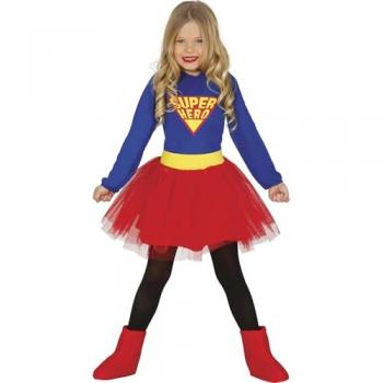 Disfraz de Súper Heroína Azul y Rojo con Tutú para Niña Talla 7-9 Años