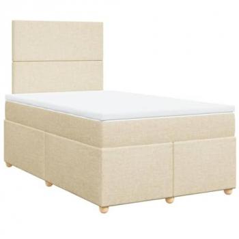 Cama box spring con colchón de tela color crema 120x200 cm