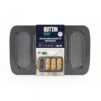Molde de Acero Carbono para Baguette con 4 Compartimentos Perforados 34,6 x 21,5 x 3 cm