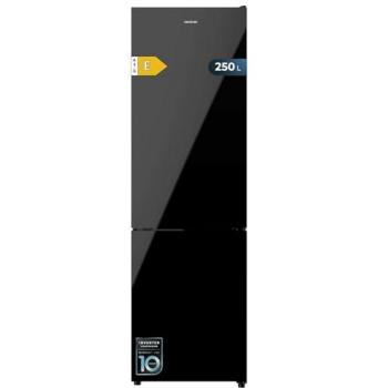 Frigorífico Combi Cecotec Bolero CoolMarket 250L Cristal Negro E, No Frost, Multi Air Flow y Sistema Fast Cooling