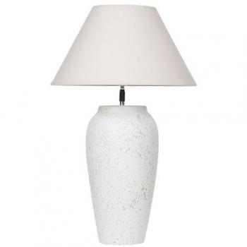 Lámpara de Mesa Moderna Amblo con Base de Cerámica Blanca, Pantalla Ajustable de Lino y Efecto Envejecido para Sala y Dormitorio
