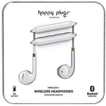 Happy Plugs 7622 Auriculares inalámbricos II Bluetooth inalámbrico con Mando a Distancia y micrófono en línea Talla única Blanco