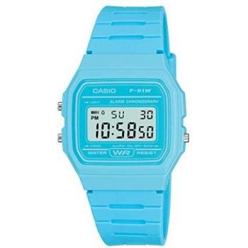 Casio Unisex Classic Blue Digital Chronograph Watch with Resin Strap F-91WC-2AEF