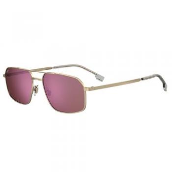 Hugo Boss Gold Frame with Pink Mirrored Lenses Sunglasses, Yellow Unisex, Size: 58 MM